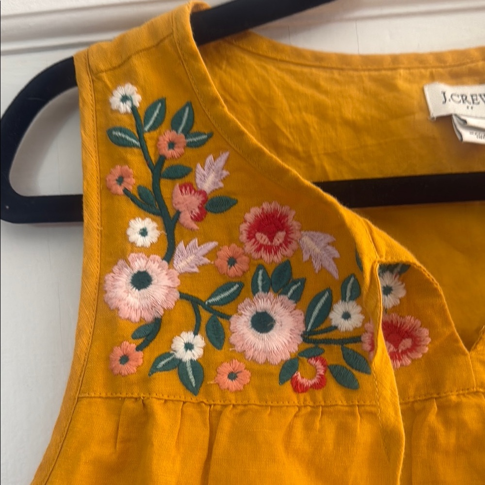 J. Crew Mustard Yellow Embroidered Top - Picture 3 of 5